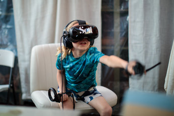 Child wearing a Setl virtual reality headset